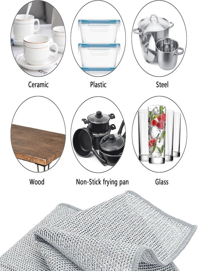 CLAPONE 6 Pcs Non-Scratch Dish Wash Cloth Steel Wire Dish Cloth, Wire Dishwashing Rags for Wet and Dry Stainless Steel Scrubber Non-Scratch Wire Dishcloth for Washing Dishes Sinks Counters - Image 3